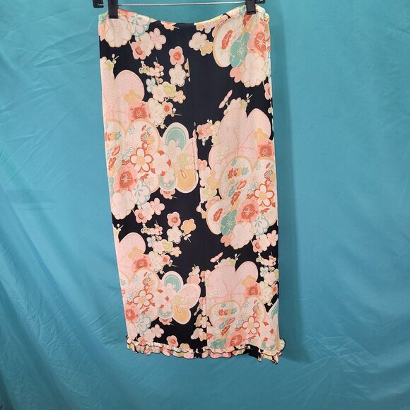 Floral Kim Stein Rayon Skirt Size 2 Black Multi-Color Mid-Length - Picture 8 of 10